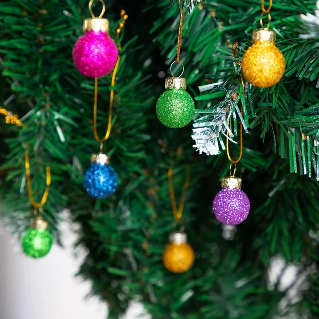 Alt view image 6 of 7 - 36 Pcs Christmas Mini Glitter Glass Balls Ornaments, 1 Inch Multicolor Xmas Hanging Ball for Christmas Tree Decoration and Holiday Ornaments