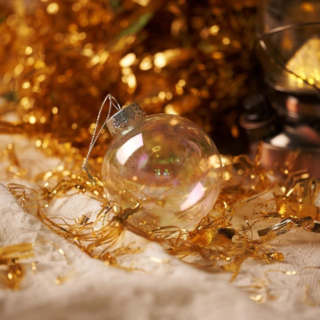 Alt view image 3 of 5 - 3.15Inch Transparent Iridescent Shatterproof Plastic Christmas Ball Ornaments-12pcs