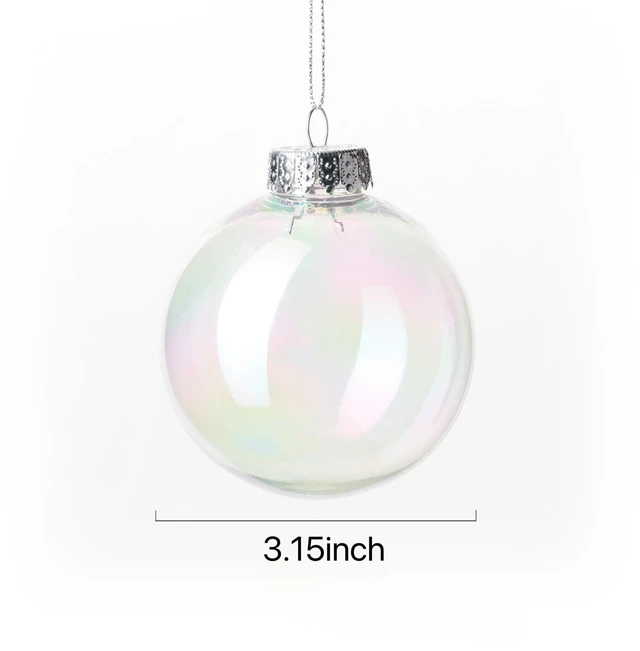 Alt view image 5 of 5 - 3.15Inch Transparent Iridescent Shatterproof Plastic Christmas Ball Ornaments-12pcs