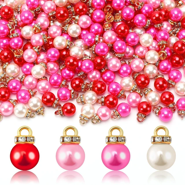 Main image of 90Pcs Pink Mini Christmas Pearl Ball Ornaments Vintage Tree Hanging Decor | Shatterproof Fake Pearl Plastic Pendants, Mini 1Inch Vintage Festive Design, Perfect for Holiday Party DIY Crafts