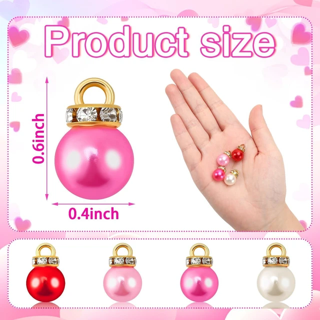 Alt view image 2 of 7 - 90Pcs Pink Mini Christmas Pearl Ball Ornaments Vintage Tree Hanging Decor | Shatterproof Fake Pearl Plastic Pendants, Mini 1Inch Vintage Festive Design, Perfect for Holiday Party DIY Crafts