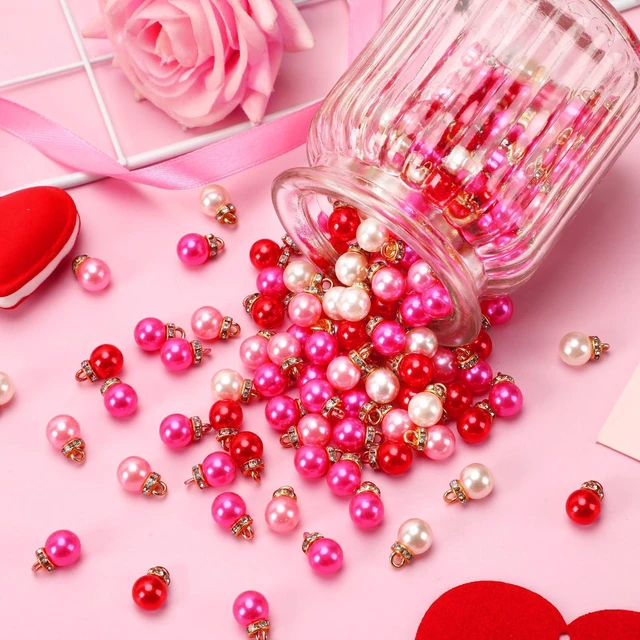 Alt view image 4 of 7 - 90Pcs Pink Mini Christmas Pearl Ball Ornaments Vintage Tree Hanging Decor | Shatterproof Fake Pearl Plastic Pendants, Mini 1Inch Vintage Festive Design, Perfect for Holiday Party DIY Crafts