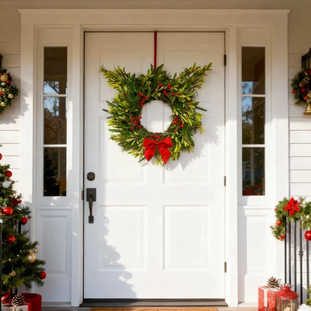 Alt view image 7 of 7 - 24 Inch Winter Greenery Wreath for Front Door Artificial Pine & Red Berry Wreath with Removable Branches and Red Bow, Includes Storage Bag, Farmhouse Seasonal Door Decor for Home Wall or Porch
