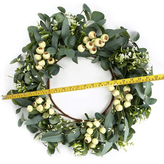 Alt view image 2 of 6 - Eucalyptus Wreaths for Front Door 20 Inch Green Home Decor for Wall Porch Window Spring Summer Wreath with Big Berries for All Seasons Winter Christmas