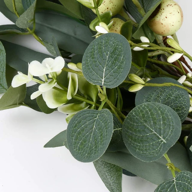 Alt view image 4 of 6 - Eucalyptus Wreaths for Front Door 20 Inch Green Home Decor for Wall Porch Window Spring Summer Wreath with Big Berries for All Seasons Winter Christmas