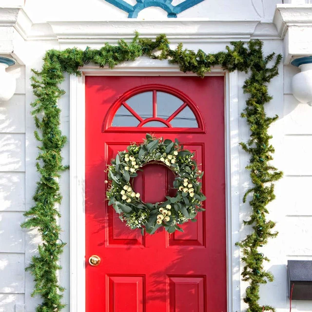 Alt view image 5 of 6 - Eucalyptus Wreaths for Front Door 20 Inch Green Home Decor for Wall Porch Window Spring Summer Wreath with Big Berries for All Seasons Winter Christmas