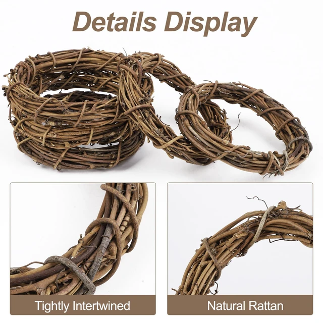 Alt view image 3 of 7 - 16 Pieces 3 Inch Grapevine Wreaths Vine Branch Wreath Christmas Rattan Wreath Garland Decoration for Christmas Holiday Craft or Wedding Supplies