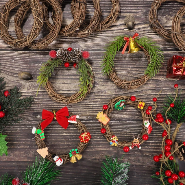 Alt view image 5 of 7 - 16 Pieces 3 Inch Grapevine Wreaths Vine Branch Wreath Christmas Rattan Wreath Garland Decoration for Christmas Holiday Craft or Wedding Supplies