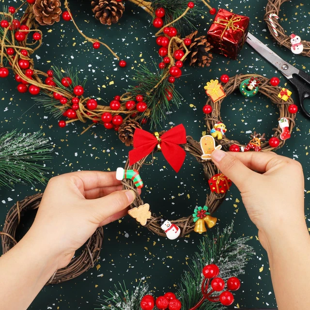 Alt view image 6 of 7 - 16 Pieces 3 Inch Grapevine Wreaths Vine Branch Wreath Christmas Rattan Wreath Garland Decoration for Christmas Holiday Craft or Wedding Supplies