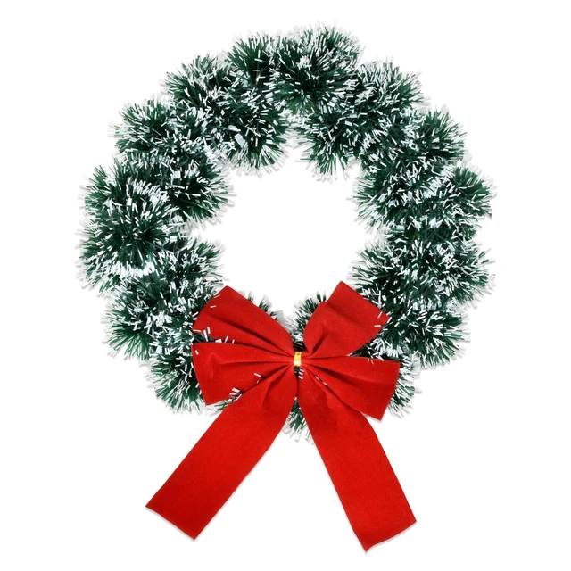 Alt view image 5 of 5 - 6 Christmas Wreath 9.5 with Red Velvet Bow Tinsel Wreaths | Crafts for Door Kitchen Decor Pine Indoor Decorations Home Window Decoration Holiday Crafting