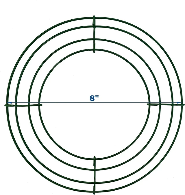 Alt view image 2 of 7 - 8 Inch Christmas Green Wire Wreath Frame,2 Pack Metal Front Door Wreath Round Form Iron Ring for Christmas, New Year Decors, Crafts, DIY, Holidays, Events