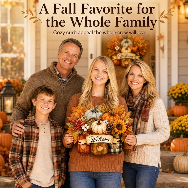 Alt view image 6 of 6 - Fall Door Decor Wooden Pumpkin Door Hanger, Welcome Sign for Front Door | Wooden pumpkin door hanger for front door, porch, wall, outdoor fall decor, and Thanksgiving autumn decorations.