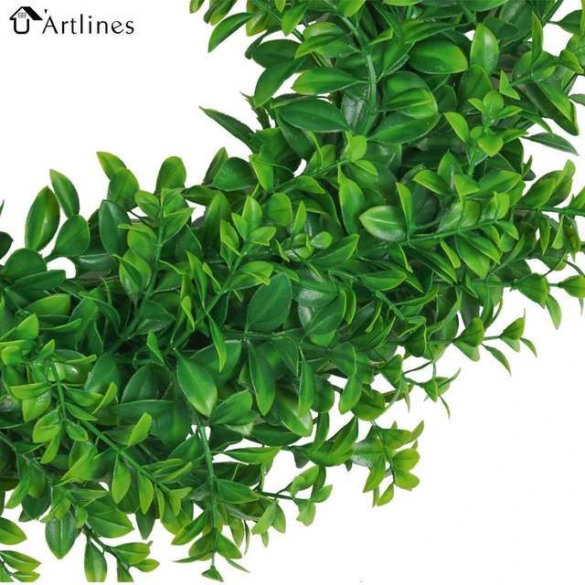 Alt view image 3 of 7 - 17" Front Door Boxwood Wreaths, Spring Summer Green Wreath | 1Pc 17inch Boxwood, Greenery, Small, for Home Wedding Wall Window Decoration