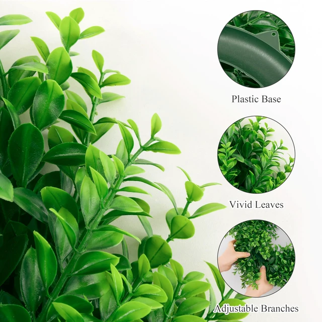 Alt view image 4 of 7 - 17" Front Door Boxwood Wreaths, Spring Summer Green Wreath | 1Pc 17inch Boxwood, Greenery, Small, for Home Wedding Wall Window Decoration