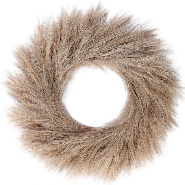 Main image of Pampas Grass Wreath 26 Faux Pampas Wreath for All Seasons Artificial Pampas Wreath Christmas Decor Boho Wall Decor for Front Door Farmhouse Fall Autumn Xmas Spring Wreath Decoration (Brown)