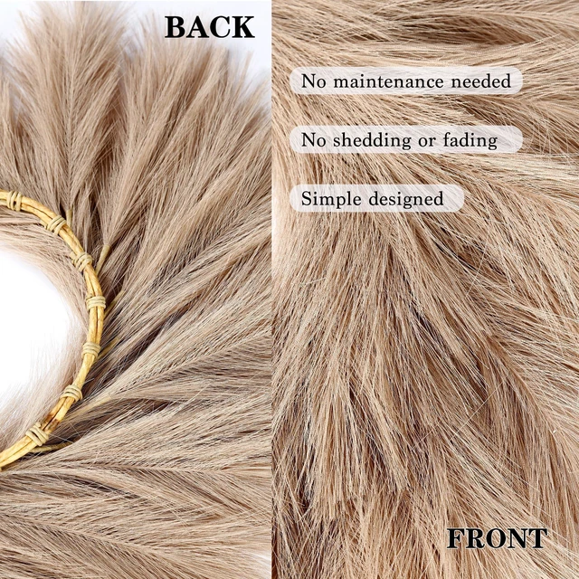 Alt view image 3 of 7 - Pampas Grass Wreath 26 Faux Pampas Wreath for All Seasons Artificial Pampas Wreath Christmas Decor Boho Wall Decor for Front Door Farmhouse Fall Autumn Xmas Spring Wreath Decoration (Brown)