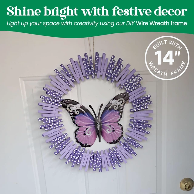 Alt view image 5 of 7 - 2-Pack 14 Inches Wire Wreath Frame Round Metal Wreath Form | Wreath Ring Design for DIY Crafts, Floral Projects, and Home Decor Dark Green Wire Frame for Christmas Holiday & Weddings