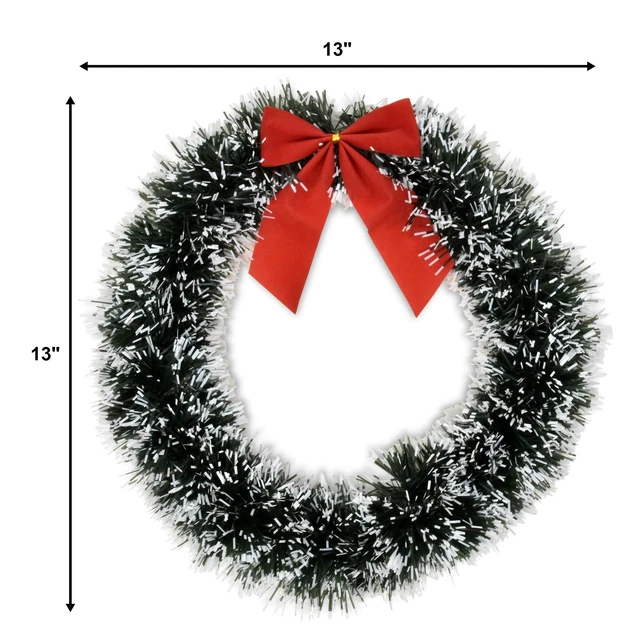 Alt view image 2 of 5 - 6 Christmas Front Door Wreaths with Red Bow 13" Winter Decoration Wall | Decor Hanging Kitchen Decorations Artificial Home Decor Holiday Indoor Window by Gift Boutique