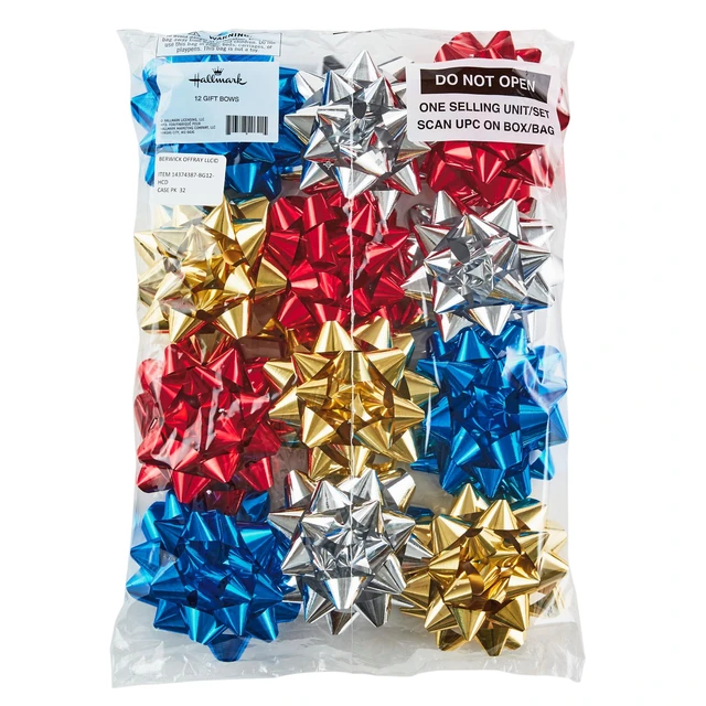 Alt view image 4 of 6 - Metallic Gift Bows 12-Pack (Red, Blue, Gold, Silver)