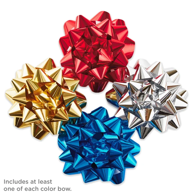 Alt view image 5 of 6 - Metallic Gift Bows 12-Pack (Red, Blue, Gold, Silver)