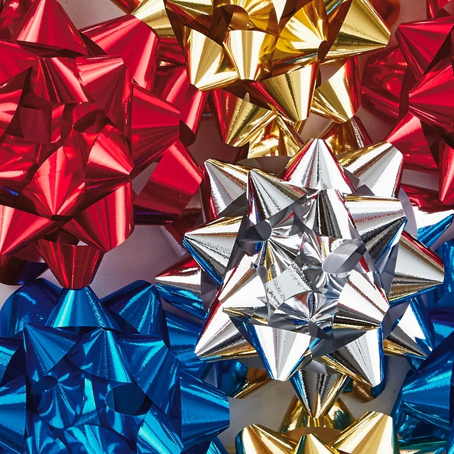 Alt view image 6 of 6 - Metallic Gift Bows 12-Pack (Red, Blue, Gold, Silver)