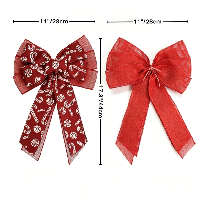 Alt view image 4 of 6 - Red Fabric Bows,11 Inch Big Wreath Bow for Holiday and Outdoor Decor | Red Christmas Bow for Door Tree Cabinets Decor, No Assembly Required, Well-defined Floral Shape, Vibrant Color 1 Pack