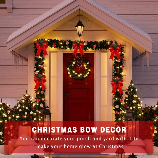 Alt view image 3 of 6 - 6 Pcs Christmas Bows Xmas Velvet Bows Tree Decor, Red | Red Christmas Decor, Christmas Decoration for Home Tree Ornament Party Front Door Wreath Garland DIY Crafts Holiday Decor