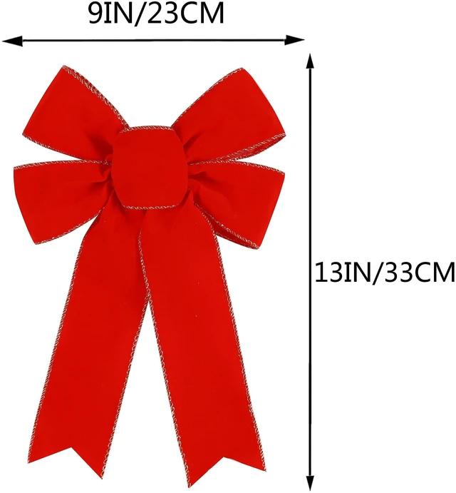 Alt view image 2 of 7 - 10 Pack Red Bows Christmas Tree Decorations,9x13Large Velvet Ornament Bow with Glitter Gold Edge for Xmas Home Wreath Fence Stairs Railing Fireplace Indoor Outdoor Front Door Decor
