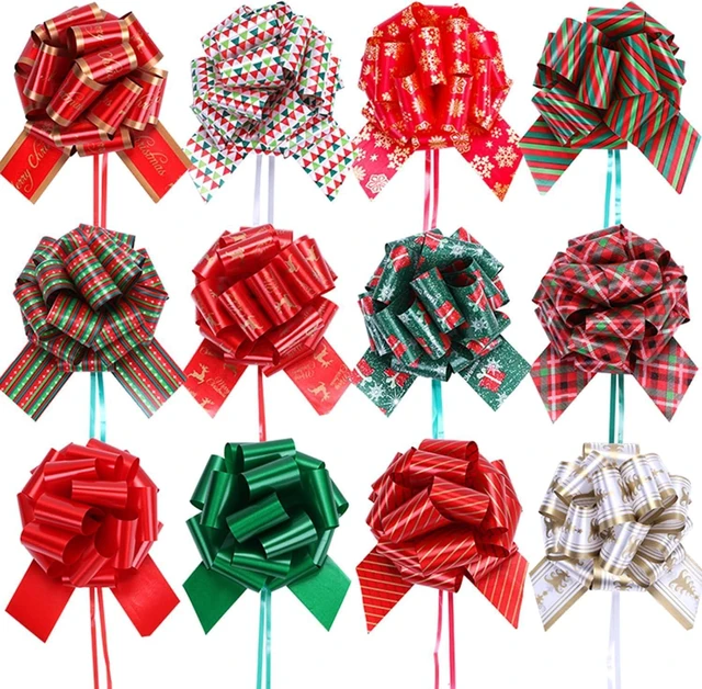 Main image of Christmas Gift Wrap Bows Ribbon 40mm for Xmas Wrapping, Christmas Decorations, Florist Wrap (12PCS in 12 Patterns)
