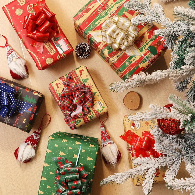 Alt view image 2 of 7 - Christmas Gift Wrap Bows Ribbon 40mm for Xmas Wrapping, Christmas Decorations, Florist Wrap (12PCS in 12 Patterns)