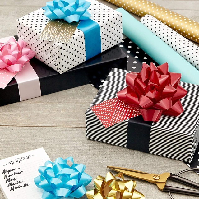 Alt view image 2 of 6 - Gift Bow Assortment (30, 2 Sizes) Red, White, Pink, Blue, Yellow, Silver, Gold for Christmas, Hanukkah, Birthdays, Weddings, Baby Showers