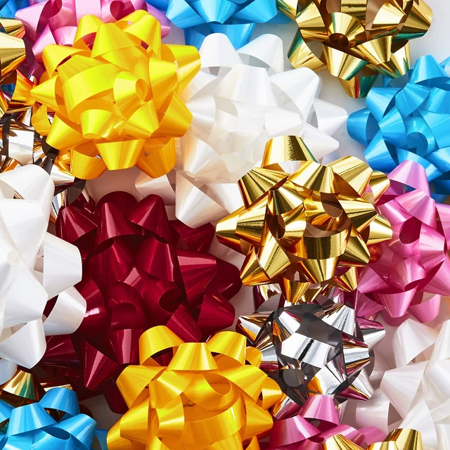 Alt view image 5 of 6 - Gift Bow Assortment (30, 2 Sizes) Red, White, Pink, Blue, Yellow, Silver, Gold for Christmas, Hanukkah, Birthdays, Weddings, Baby Showers