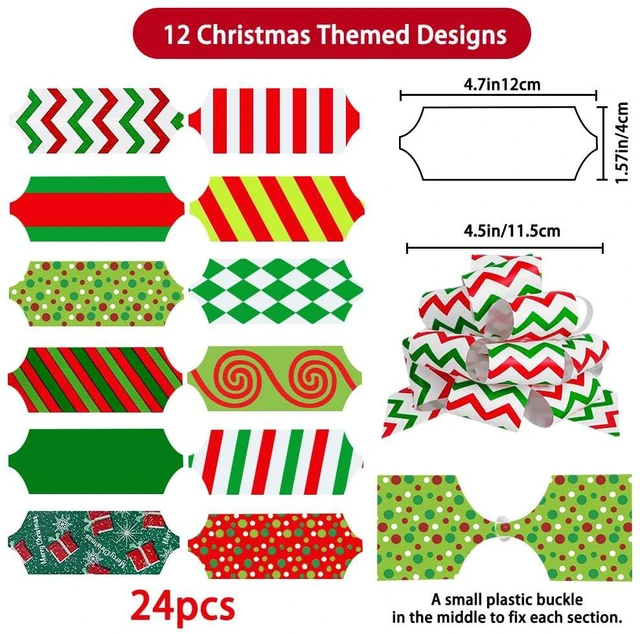 Alt view image 2 of 7 - 24PCS Christmas Wrap Gifts Pull Bows,Large Ribbon Bows Wrapping Accessory for Xmas Bouquet Basket Bottles Supplies Christmas Wrapping Decoration