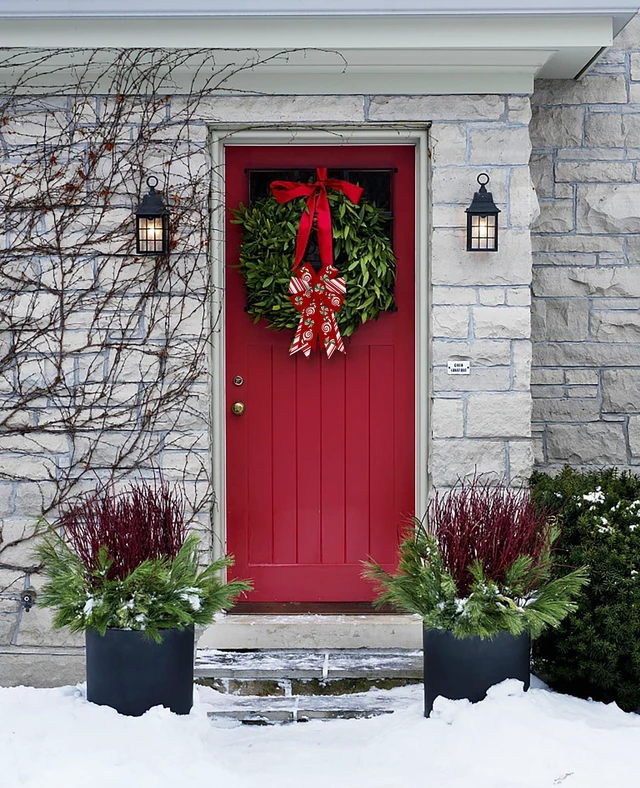 Alt view image 7 of 7 - 2 Pieces Christmas Bows for Wreath, Merry Christmas Wreath Bows Red Burlap Bows Xmas Candy Craft Bows Ornaments Winter Tree Bows for Front Door Christmas New Year Decorations