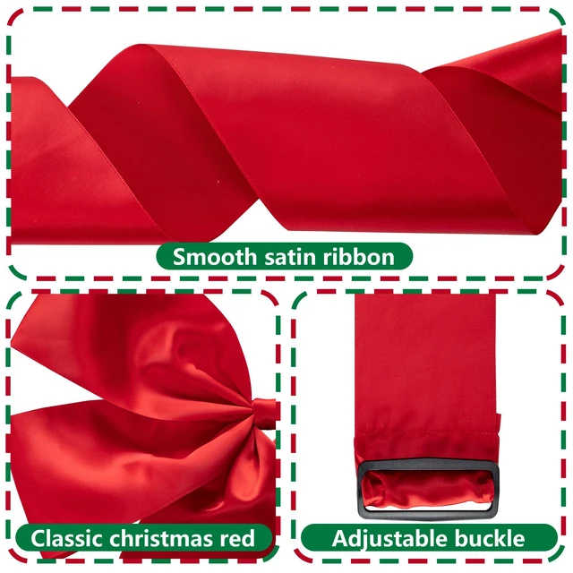 Alt view image 3 of 7 - 14 Ft Extra Large Christmas Front Door Warpping Bow, Giant Xmas Bow Decor | Adjustable Red Christmas Doors Ribbon Bow with Buckle, Christmas Door Wreath Bows for Cabinet Door Home Festival Decor