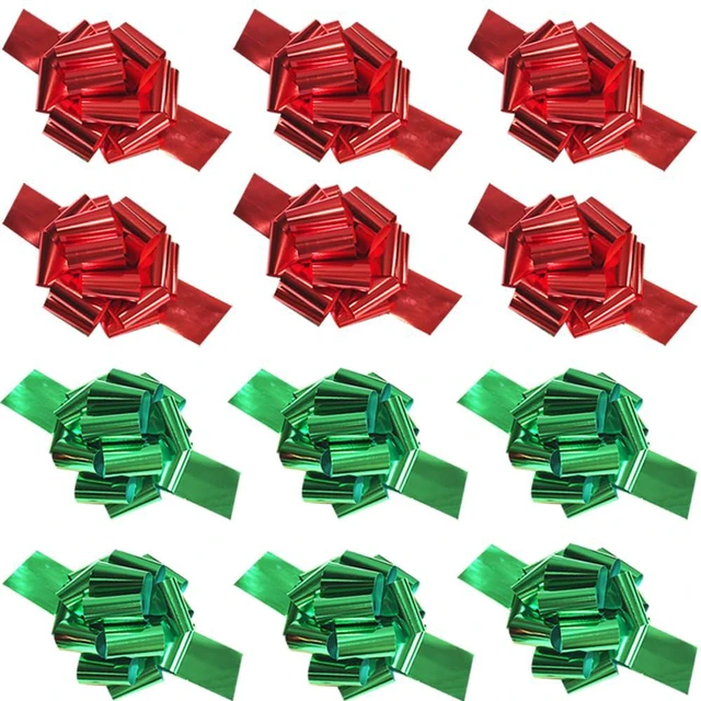 Main image of 12Pcs Large Christmas Pull Bows,6 Inches Xmas Pull Bows Christmas Ribbon for Presents,Pull Bows for Gift Wrapping Gift Baskets,Birthday Parties,Bouquet,and Other Gift Decorations (12 red,Green)