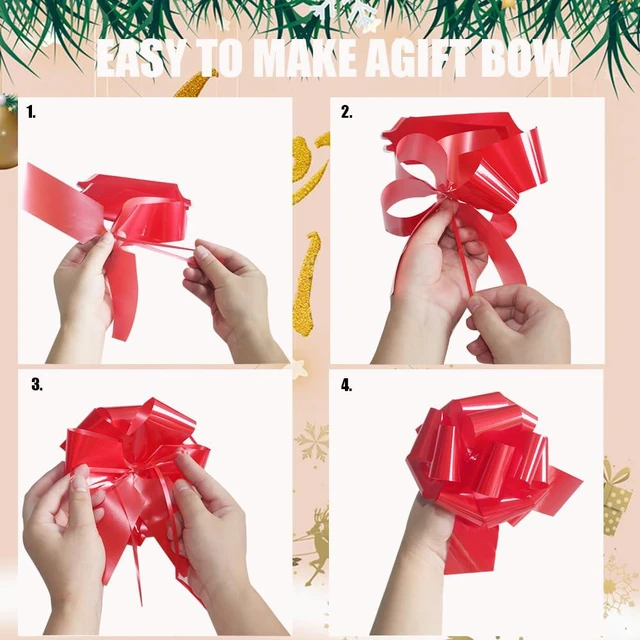 Alt view image 3 of 6 - 12Pcs Large Christmas Pull Bows,6 Inches Xmas Pull Bows Christmas Ribbon for Presents,Pull Bows for Gift Wrapping Gift Baskets,Birthday Parties,Bouquet,and Other Gift Decorations (12 red,Green)