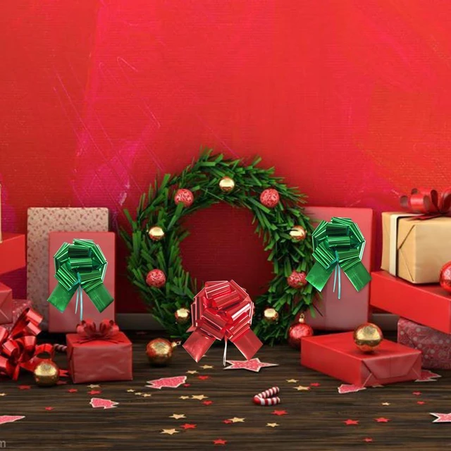 Alt view image 6 of 6 - 12Pcs Large Christmas Pull Bows,6 Inches Xmas Pull Bows Christmas Ribbon for Presents,Pull Bows for Gift Wrapping Gift Baskets,Birthday Parties,Bouquet,and Other Gift Decorations (12 red,Green)