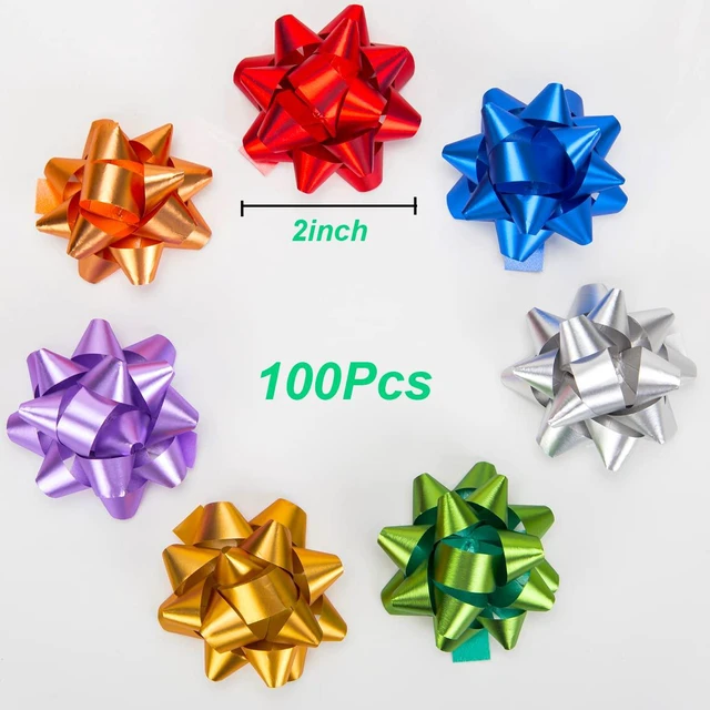 Alt view image 2 of 6 - 100Pcs Small Star Bows for Gift Wrapping and Presents,Multiple coClour Christmas Bows,for Parties, Birthdays, Weddings or Other Holidays. (style1)