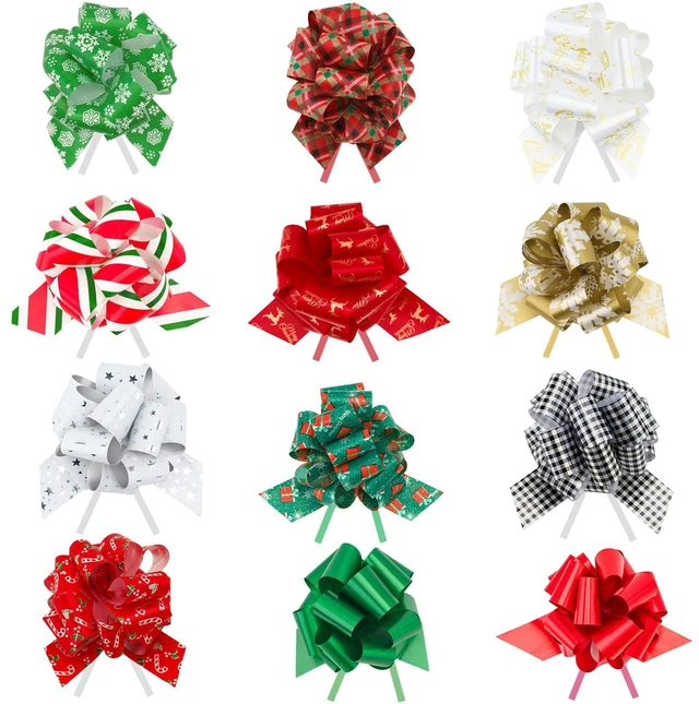 Main image of 24 Pcs Christmas Bows for Gift Wrapping Present Wrap Ribbon Pull Bows, 5" Christmas Bows for Presents Baskets Wine Bottles Decoration Gift Wrapping and Decoration Present (Plaid)