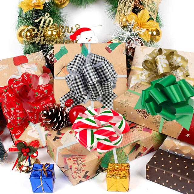 Alt view image 4 of 7 - 24 Pcs Christmas Bows for Gift Wrapping Present Wrap Ribbon Pull Bows, 5" Christmas Bows for Presents Baskets Wine Bottles Decoration Gift Wrapping and Decoration Present (Plaid)