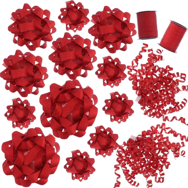 Main image of 16 PCS Gift Bows,Bows for Gift Wrapping and Presents,Christmas Bows,for Parties, Birthdays, Weddings or Other Holidays. (Red)