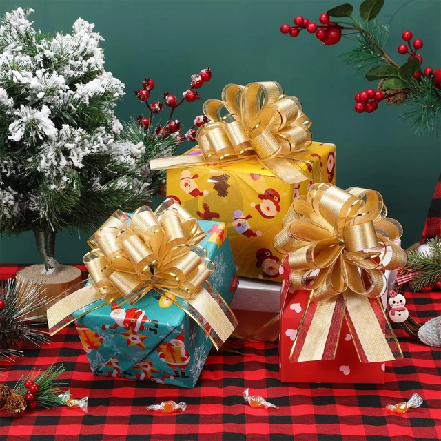 Alt view image 2 of 7 - 20 Pcs 6 Inch Pull Bows for Xmas Gift Wrapping,Gold | Christmas Gift Wrap Bows, Multicolor Wrap Accessory, for Gift Baskets, Present, Holiday, Valentine, Wedding Party Decor
