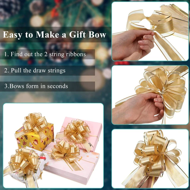 Alt view image 3 of 7 - 20 Pcs 6 Inch Pull Bows for Xmas Gift Wrapping,Gold | Christmas Gift Wrap Bows, Multicolor Wrap Accessory, for Gift Baskets, Present, Holiday, Valentine, Wedding Party Decor