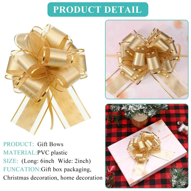 Alt view image 4 of 7 - 20 Pcs 6 Inch Pull Bows for Xmas Gift Wrapping,Gold | Christmas Gift Wrap Bows, Multicolor Wrap Accessory, for Gift Baskets, Present, Holiday, Valentine, Wedding Party Decor