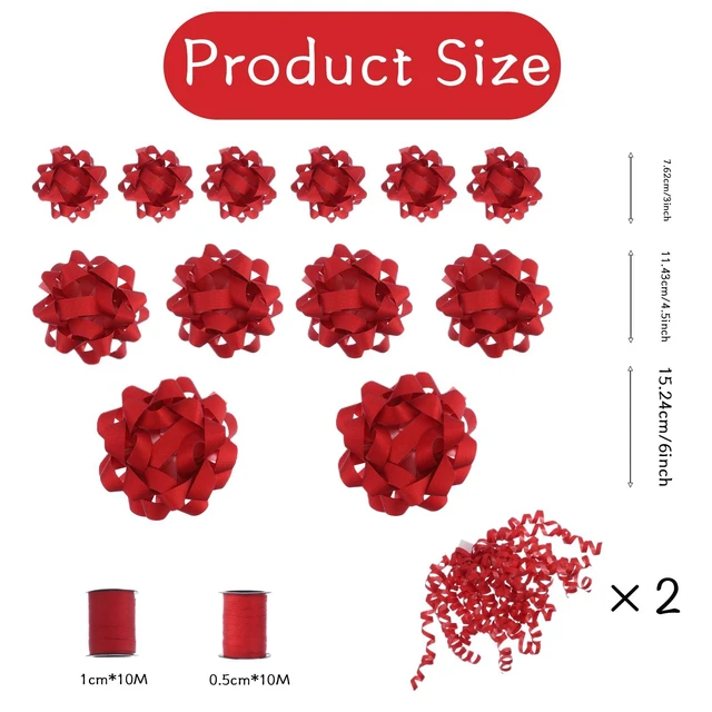 Alt view image 3 of 5 - 16 PCS Gift Bows,Bows for Gift Wrapping and Presents,Christmas Bows,for Parties, Birthdays, Weddings or Other Holidays. (Red)
