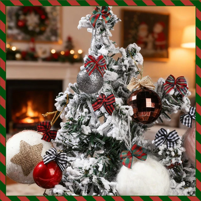 Alt view image 3 of 7 - 100 PCS Mini Christmas Bows, Small Plaid Ribbon Bows for Crafts, 1 Inch Tiny Buffalo Plaid Burlap Bows for Christmas Decor, Gift Wrapping, Christmas Tree Ornament Bows