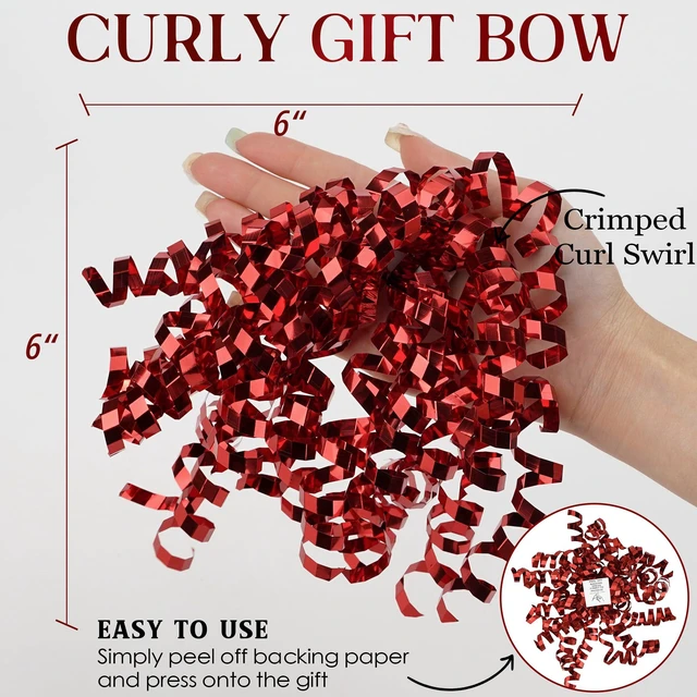 Alt view image 2 of 7 - 6 Inch Red Christmas Bows, Self-Adhesive Crimped Curling Ribbon Bows for Gift Wrapping Paper, Bags, and Boxes - Holiday, Everyday, All-Occasion Decorations (12 Count)