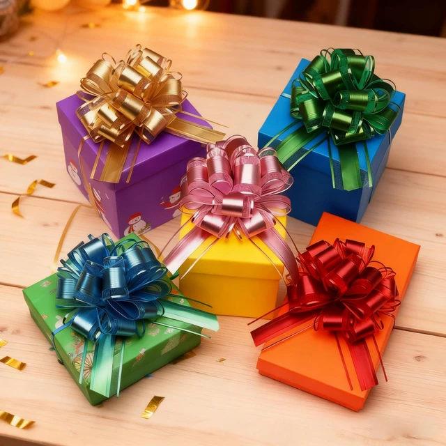 Alt view image 4 of 7 - 10-Pack Red Pull Bows for Gift Wrapping - 6 Inch PP Gift Bows | Reusable Ribbon Gift Bows, Large Instant Floral Decor Bow for Wedding, Christmas, Birthday, Gift Basket & Party Decorations
