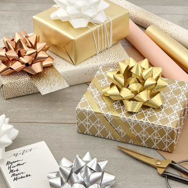 Alt view image 2 of 6 - Metallic Gift Bows, 12-Pack (Gold, Silver, Bronze, White)